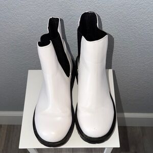 White and Black Women's Ankle Boots